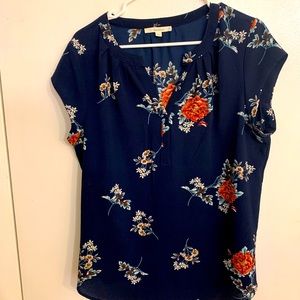Navy blue with flowers shirt